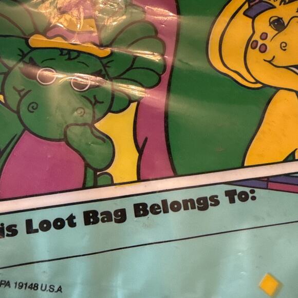 2 Vntg Barney Loot Favor Treat Bags Packages 8 Birthday Party 1995 BabyBop BJ - Picture 5 of 9